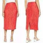 Halogen  Womens Red Bittersweet Floral Lace Overlay Pencil Skirt Size 2 Photo 1