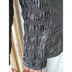 Bebe Sport Y2K Shiny Metal Black Side Arm Rouching Zip Up Motorcycle Jacket M Photo 4