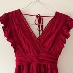 Altar'd State NWT Altar’d State Midi Ruffle Dress in Burgundy Red Size XS Holiday Party Guest Photo 1