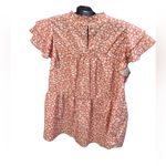 JODIFL  Ruffle Sleeve Top burnt orange and white print wt55 Photo 1
