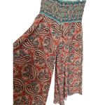 Belle France Paisley Palazzo Cropped Pants Size M Wide Leg Boho Made in Italy Red Size M Photo 1