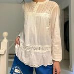 J.Crew  Long Sleeve Eyelet Popover Shirt White Size 8 Photo 2