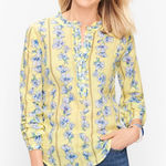 Talbots  COTTON FEMININE POPOVER - SKIPPING FLORAL Large butter yellow purple Photo 0