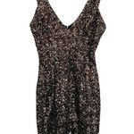 Dress the Population  Sam Plunge Neckline Mini Bodycon Dress Bronze Black Small Photo 0