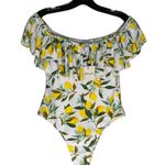 Revamped Lemon Printed Ruffle Off The Shoulder One Piece Swimsuit Size Small Yellow Photo 1