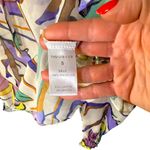 THML Abstract Multicolor Sheer Ruffle Blouse Tie Neck Long Sleeve Women’s Small Photo 4