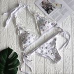 None White lace bikini Swarovski crystals wedding bachelorette FIRM Photo 4