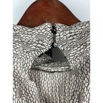 ZARA  Tan Jacquard Floral Pleated Long Sleeve‎ High Neck Blouse Size L Photo 5