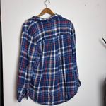 Lane Bryant  Navy Blue Red Plaid Double Layer Thick Button-Up Shirt Photo 5