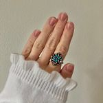 1970s Avon Sierra Silver & Faux Turquoise Ring Chunky Bohemian Western Statement Jewelry Blue Photo 0