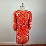 Trina Turk Orange Paisley Silk Shift Dress Photo 5