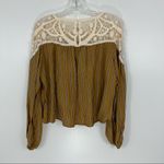 ZARA  Woman Woven Crochet Long Sleeve Striped Top Medium Photo 3