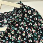 Topshop Black Floral 1/2 Sleeve Ruffle Blouse, Size 10 (Medium) Photo 2