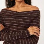 Free People brown snow bunny off the shoulder top M Photo 4