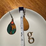 Handmade Painted Wood Cactus Teardrop Drop Earrings NWOT Green Photo 5