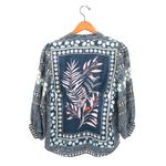 Diane Von Furstenberg  DVF Chrystie Print Silk Leaf Blue Blouse Top 4 Photo 4