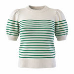English Factory Stripe Short Puff Sleeve Sweater Knit Green White Size XS Photo 0