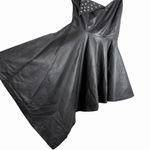 VTG Italian Leather Strapless Studded Cocktail Dress Black Asym Hem 42 80s Glam Size 6 Photo 7