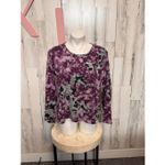 Croft & Barrow XL Purple Floral Long Sleeve Top Soft Cotton Casual Blouse NWT Photo 3