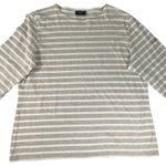 SAINT JAMES Striped Sleeve T Shirt Women Beige White Casual Breton Top Large Tan Photo 7