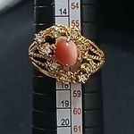 Vintage coral tigers eye gold ring size 8 Red Photo 9