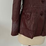 Kinaff Burgundy Leather Blazer Jacket XS Front Button Pockets Tailored Brown Photo 6
