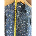 A loves A  Blouse Sz M Blue 100% Silk Floral Button Down Top Collared Preppy Photo 7
