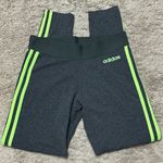 Adidas  Charcoal Leggings with Neon Green Stripes size S EUC! Photo 3