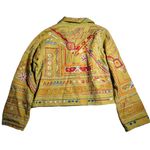 Modcloth Vtg Y2K Mohito Lime Green Tribal Floral Embroidered Cotton Blazer Jacket Sz L Photo 1