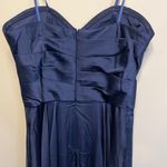 La Femme Sweetheart Thigh High Slit Satin Strapless Formal Prom Gown Size 6 Navy Photo 9