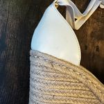 JustFab  Coast to Coast-E Tie Sandal Wedges, Flower / Eyelet, Cream 9 Photo 5