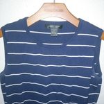 August Silk  Knits S Sleeveless Knit Navy Striped Top Photo 0
