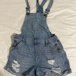 Hollister Distressed Light Wash Overalls Photo 0