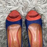Schutz  blue & orange suede platform stiletto high heels women's shoe size 7 B Photo 2