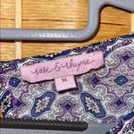 Rose & Rhyme Asymmetrical White and Blue Short Sleeve Blouse Size M Photo 1