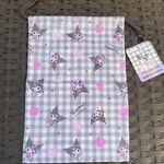 Sanrio Black White Pink Gingham Drawstring Bag With Kuromi Photo 0