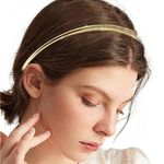 Topshop NEW -  Freedom Chic 2-Pack Gold Metal Headbands -Geometric & Multi-Layer Photo 2