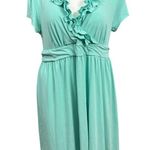 Merona Dress Size 2X Green Ruffle V-Neck Short Sleeve Photo 0