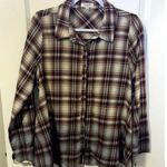 Andree by Unit  Plaid Flannel Ombre Button Up Shirt Women’s Size Medium Boho Photo 0
