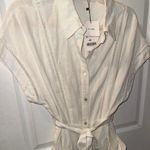 ZARA  white oyster shirt long midi linen belted dress Photo 2