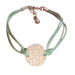 Lia Sophia Spot On Green Multi-Strand Bracelet Pave Crystal Disc Adj 7.75" Photo 0