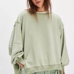 Free People NWT  We The Free Camden Sweatshirt XS Green Horizon Casual Athleisure Photo 0