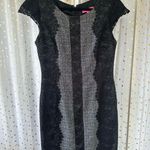 Betsey Johnson Tweed Lace Overlay Mixed Print Cap Sleeve Sheath Dress Edgy 8 Photo 1