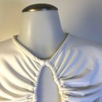 Mistress Rocks Sexy Ruched Cropped Siren White Long Sleeve Top Size Small NEW Photo 4