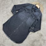 Gap Women’s Longsleeve Utility Denim Shirtdress Pockets Western in Black Wash L Photo 0
