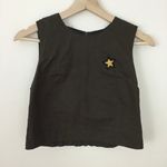 ZARA Metal Star Dark Amry Green Halter Crop Tank Top Photo 2