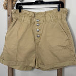 Topshop  Paper Bag Tan Button Fly Shorts‎ Size 12 Photo 0