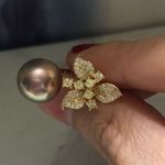 Boutique AAA 10.5mm Custom Made Genuine Pearl Clover Ring Photo 7