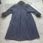 Vintage Pappagallo Wool Coat With Faux Fur Trim Navy Black 6 Blue Photo 6