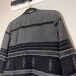 Loft Blazer Jacket Open Front Blue Lined Cotton Aztec Pattern Fringe Size Medium Photo 9